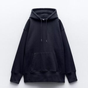 Zara | NWOT Navy Blue Pullover Hoodie with Kangaroo Pocket